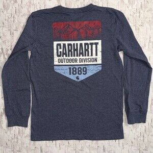 Carhartt Boys Long Sleeve Logo Original Fit Crew Neck T-Shirt Size M(10-12)